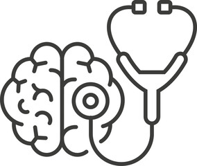 Wall Mural - Brain stroke line icon on white background. Editable stroke.