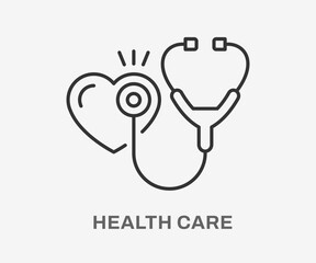 Wall Mural - Health care line icon on white background. Editable stroke.