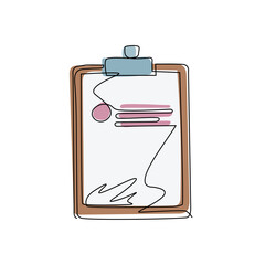 Poster - Single one line drawing clipboard icon in trendy flat style isolated on white background. Checklist symbol for web site design, logo, app, UI. Continuous line draw design graphic vector illustration