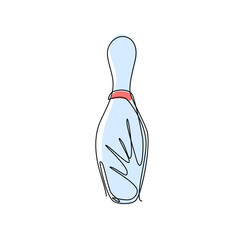 Poster - Continuous one line drawing bowling pin icon. Bowling game. Simple icon skittles. Logo template. Bowling club, tournaments. Sport icon. Activity and fun game. Single line draw design vector graphic
