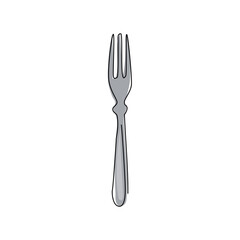 Poster - Continuous one line drawing food fork flat logo symbol icon. Silhouette kitchen fork banner poster. Food business restaurant, food court area theme. Single line draw design vector graphic illustration