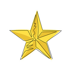 Poster - Continuous one line drawing favourite star icon logo template for many purposes. Stars rating review icon for website, mobile apps, banner, poster. Single line draw design vector graphic illustration