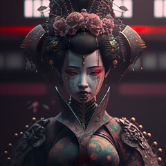 generative ai geisha cyberpunk japanese lady