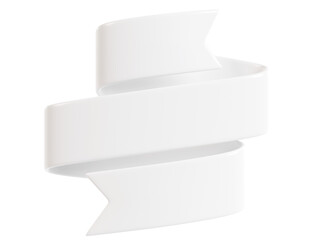 Poster - Sale ribbon banner 3d render - white curled fabric or plastic text box for promotion or congratulation message.