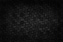 Old Black Bamboo Weave Texture Background, Pattern Of Woven Rattan Mat In Vintage Style.