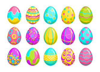 Sticker - Set of colored eggs in cartoon style.