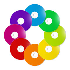 Poster - Colorful rainbow CD - DVD in a circle shape on transparent background