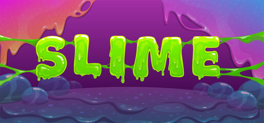 Sticker - Slime banner with green slimy text. Vector art