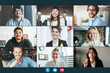 © Alex from the Rock - Video call conference screen. Big group of people working together