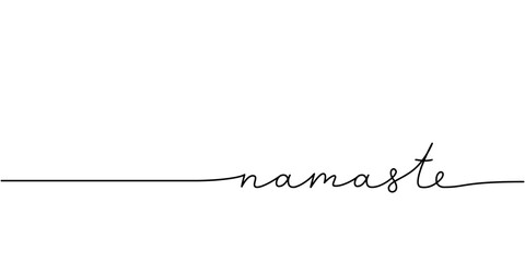 Wall Mural - namaste word - continuous one line with word. minimalistic drawing of phrase illustration.