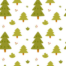 Seamless Vector Pattern. Forest Fir Christmas Tree. Vector Illustration