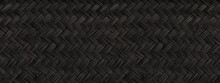 Black Woven Bamboo Mat Texture. Banner Background