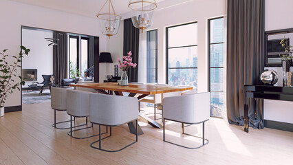 interior of modern dining room