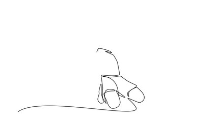 Poster - Animated self drawing of continuous line draw young man football player is celebrating goal on stadium with his jersey on head. Match soccer goal celebration concept. Full length single line animation