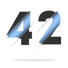 42 Number, 3d Cut Design. Icon For Celebration Design. Vector Typography. Creative Black Design. Vector Texture.