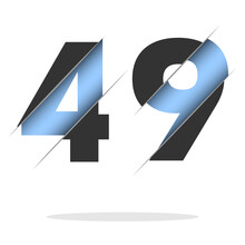 49 Number, 3d Cut Design. Icon For Celebration Design. Vector Typography. Creative Black Design. Vector Texture.