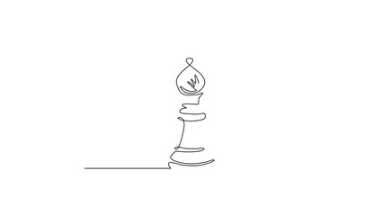 Poster - Self drawing animation of single line draw chess bishop on white background. Chess logo for web site, app, print presentation. Creative art concept, eps 10. Continuous line draw. Full length animated