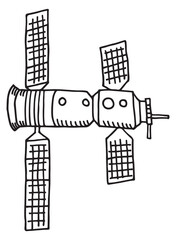 Wall Mural - spaceship icon. hand drawn spacecraft. shuttle sketch