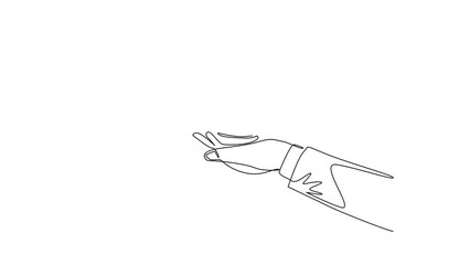 Poster - Animated self drawing of continuous line draw hand holding king chess figure. Business strategy management. Partnership offer. Competition, competitive, strategic. Full length one line animation