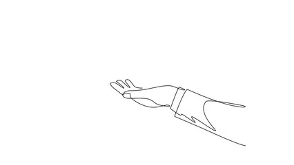 Poster - Animated self drawing of continuous line draw hand holding knight chess figure. Business management. Partnership offer. Competition, competitive, strategic move. Full length single line animation