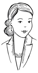 Sticker - Business woman avatar. Hand drawn female portrait