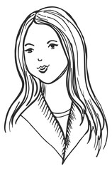 Poster - Pretty young woman hand drawn web avatar