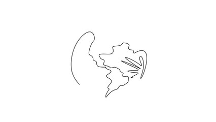 Poster - Self drawing animation of single line draw planet earth icon logo. Global map. World health day. Earth day. Design for web banner, mobile app, infographics. Continuous line draw. Full length animated