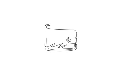 Poster - Animated self drawing of continuous line draw wallet Icon in trendy flat style isolated on white background. Wallet symbol for your web site design, logo, app, UI. Full length single line animation