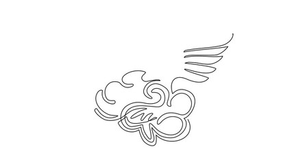 Wall Mural - Animated self drawing of continuous line draw brain with wings fly in the sky. Flying brain icon. Brains of the dreamer. Free mind logo template design label emblem. Full length single line animation