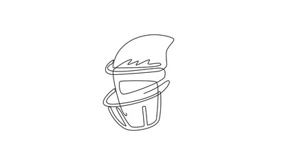 Poster - Animated self drawing of single continuous line draw american football helmet icon. Competitive sport. Design element for logo, label, emblem, sign, poster, t-shirt. Full length one line animation