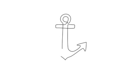 Poster - Animated self drawing of single continuous line draw anchor logo. Nautical maritime sea ocean boat symbol. Nautical icon vessel sign, boat, cargo shipping isolated. Full length one line animation
