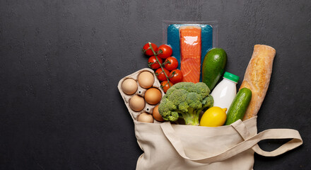 Shopping bag full of healthy food