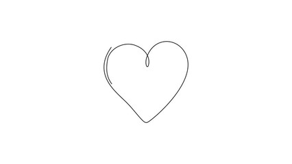 Poster - Animated self drawing of continuous line draw heart. Love symbol. Valentine's day sign, emblem isolated on white background. Flat style for graphic and web design, logo. Full length one line animation