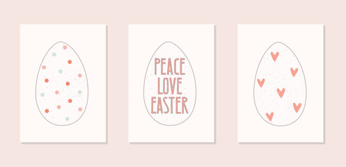 Wall Mural - Simple Easter cards set. Vector illustration with festive eggs, text