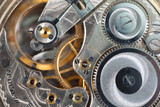 Fototapeta  - Horology Movement Of Antique Mechanical American Made Pocket Watch