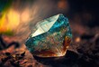 Blue Zircon, close up raw material mineral gemstone, idea for gemology and spiritual theme concept,  Generative Ai