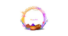 Holi Festival Template Design. Indian Traditional Festival Of Colors. Happy Holi Text With Fun And Colorful Splash Background. Vector Illustration.