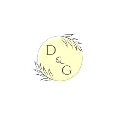 DG initial monogram wedding with creative modern circle line