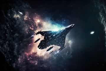 Wall Mural - out of the solar system and into the cosmos setting for a commercial using space and science fiction Generative AI
