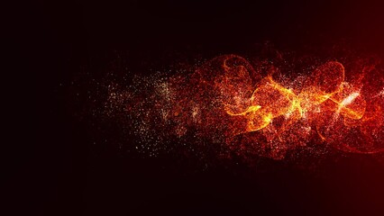 Fototapete - Futuristic abstract de-focus fire particles flowing in cyber space environment background