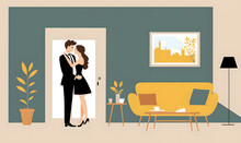 Couple Kissing In Living Room, Date Night, Valentines Day, Romantic,