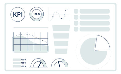 Perfomance analysis dashboard elements. Kpi data icons