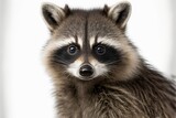 Fototapeta Zwierzęta - close up of a raccoon on white, ai generated