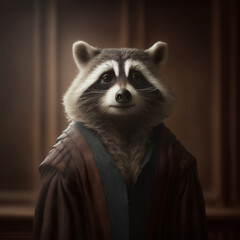 Wall Mural - Portrait of a raccoon in judge robe