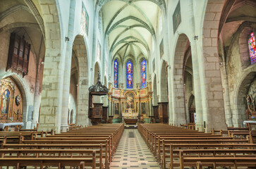 Wall Mural - ANNECY, FRANCE - JULY 11, 2022: The  nave of St. Pierre Cathedral.