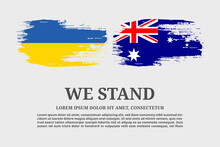 Ukraine and Australia flags flag grunge brush and poster, vector