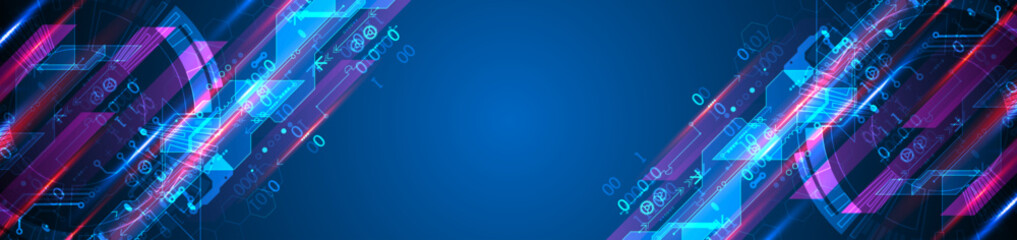 Abstract technology concept. Circuit board, high computer background. Vector illustration with space for content, web - template, business tech presentation.