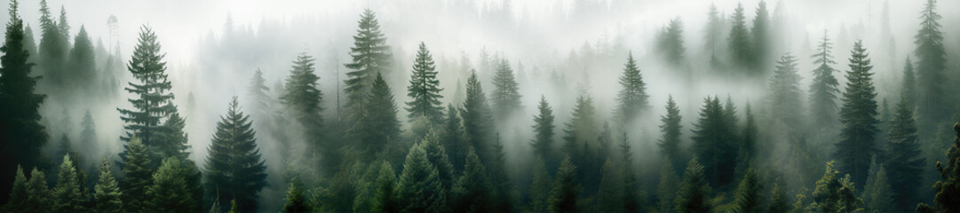 Misty fir forest,generative ai