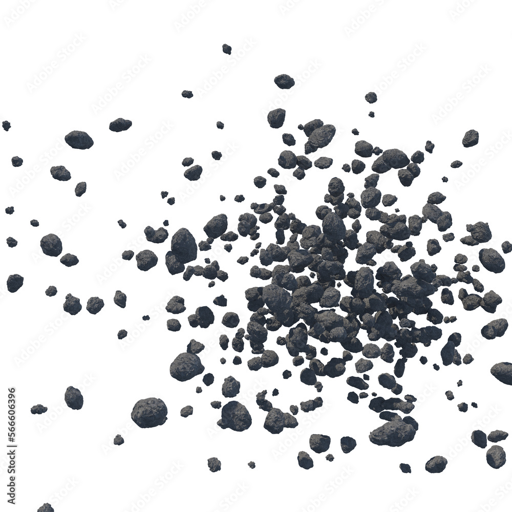 Asteroid belt isolated transparent background 3d rendering Stock ...
