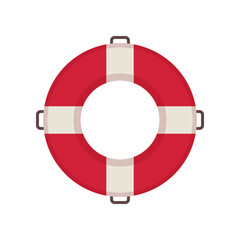 Sticker - Top view of lifebuoy for swimming pool vector illustration. Safety equipment or toy for water activities in shape of circle isolated on white background. Summer, holidays concept